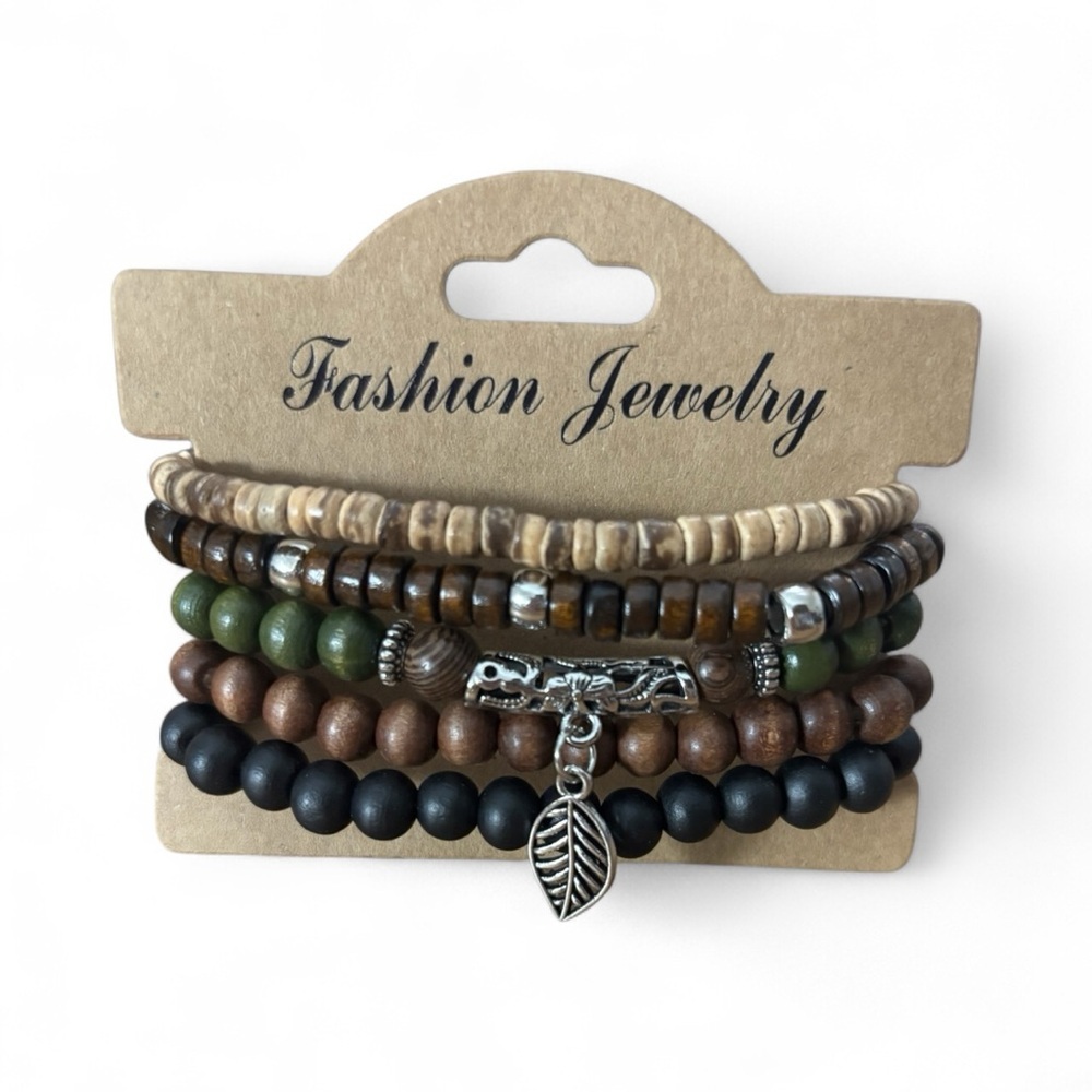 Fashion Jewelry Multicolor Beaded Bracelets with leaf charm - Picture 4 of 6